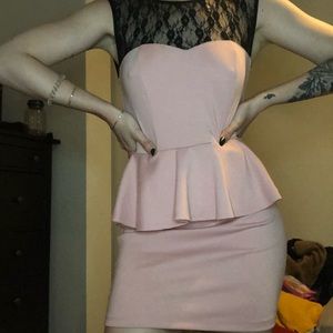 Peplum style body-con lace top dress